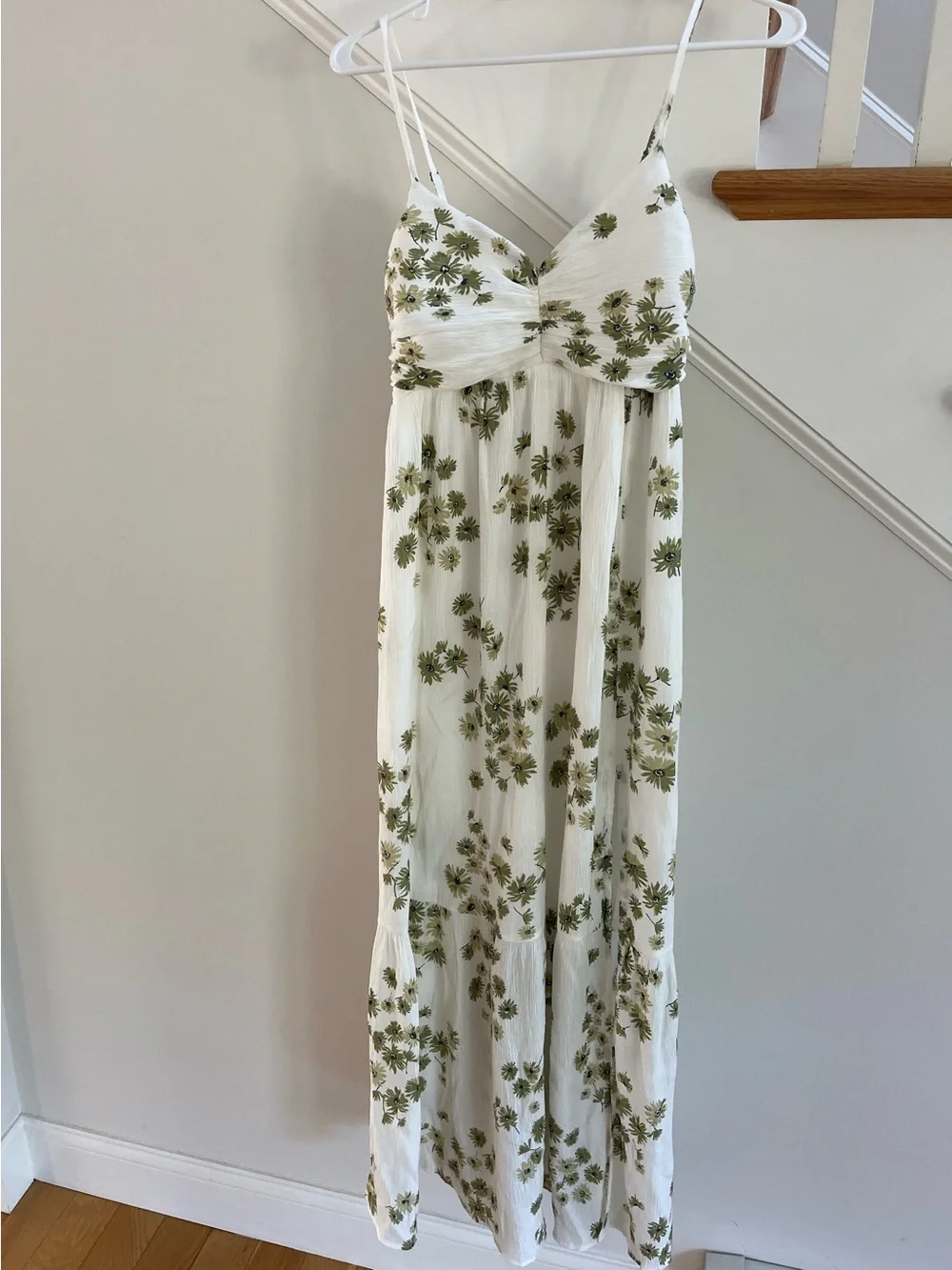 Abercrombie White Green Floral Maxi Dress SMALL TALL